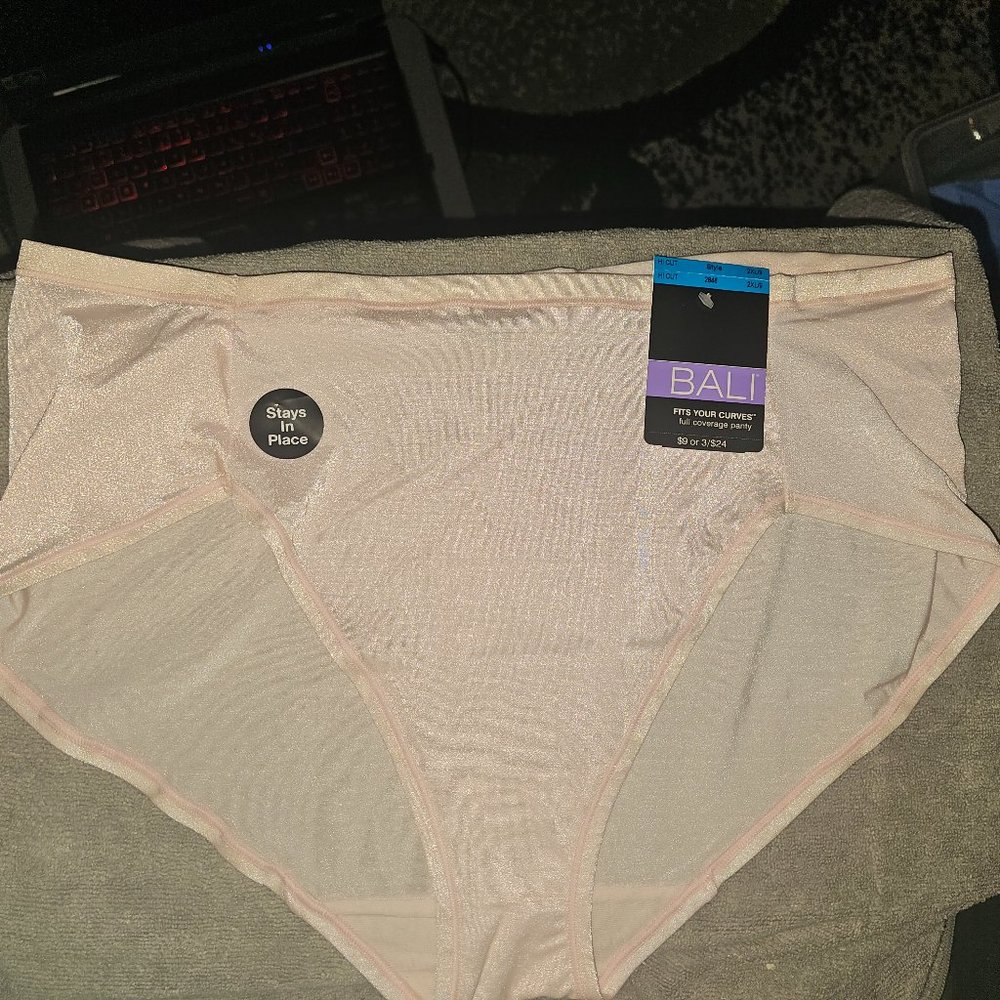 NWT Bali 2XL/9 Dusty Rose Fits Your Curves Hi-Cut Full Coverage Panty.